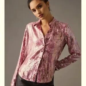 Pilcro sequined shirt pink XXS